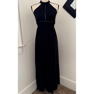 Womens Black Halter Neck Sleeveless Maxi Dress Size S Poof New York Macy's